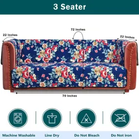 Blooming Flowers Quilted Sofa Cover Set