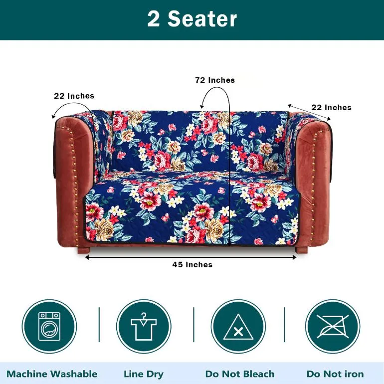 Blooming Flowers Quilted Sofa Cover Set