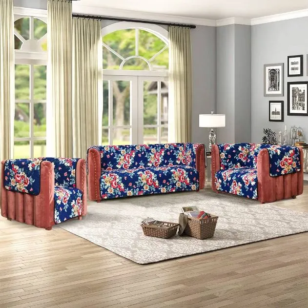 Blooming Flowers Quilted Sofa Cover Set