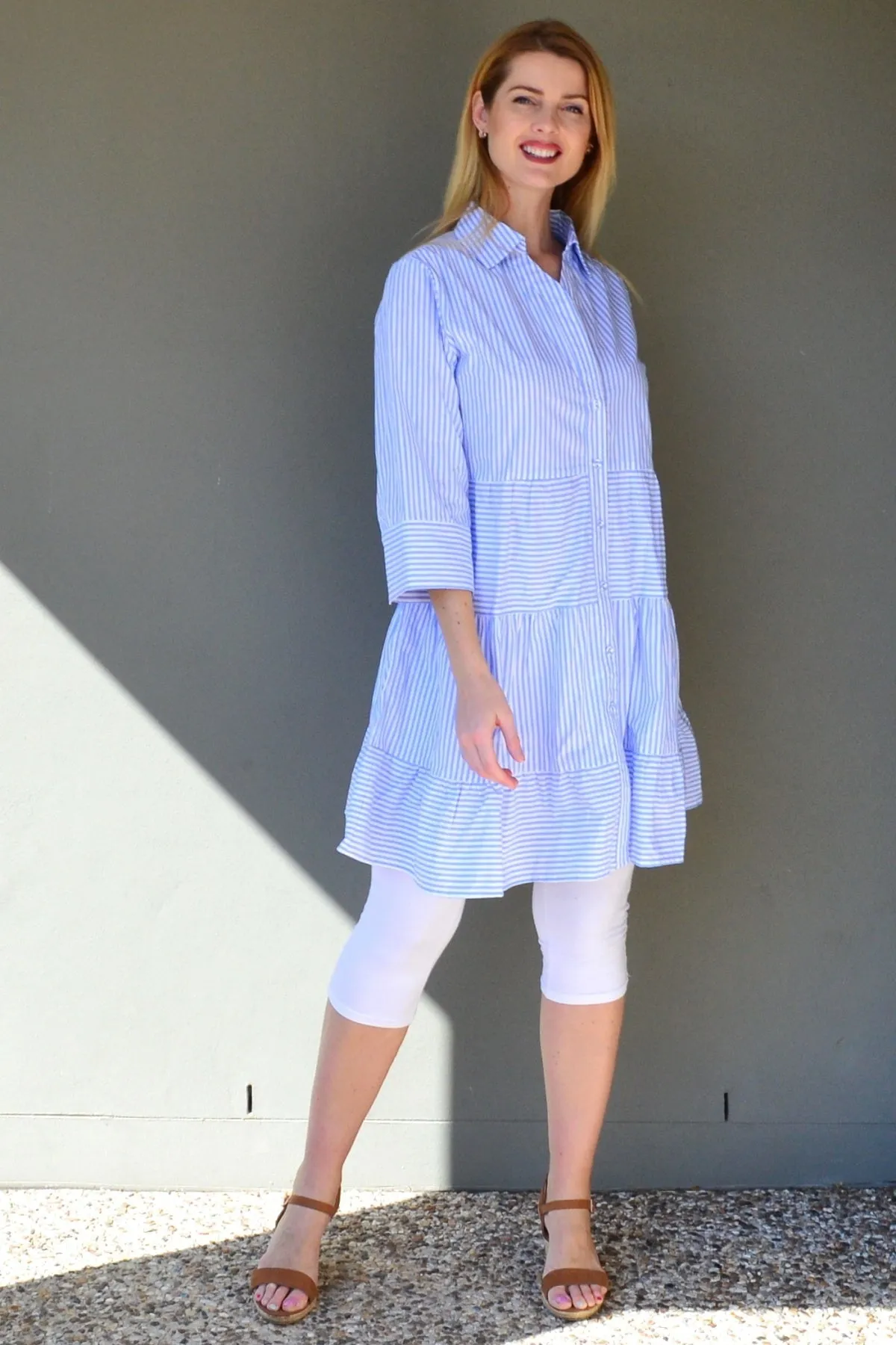 Blue White Striped Tunic Dress