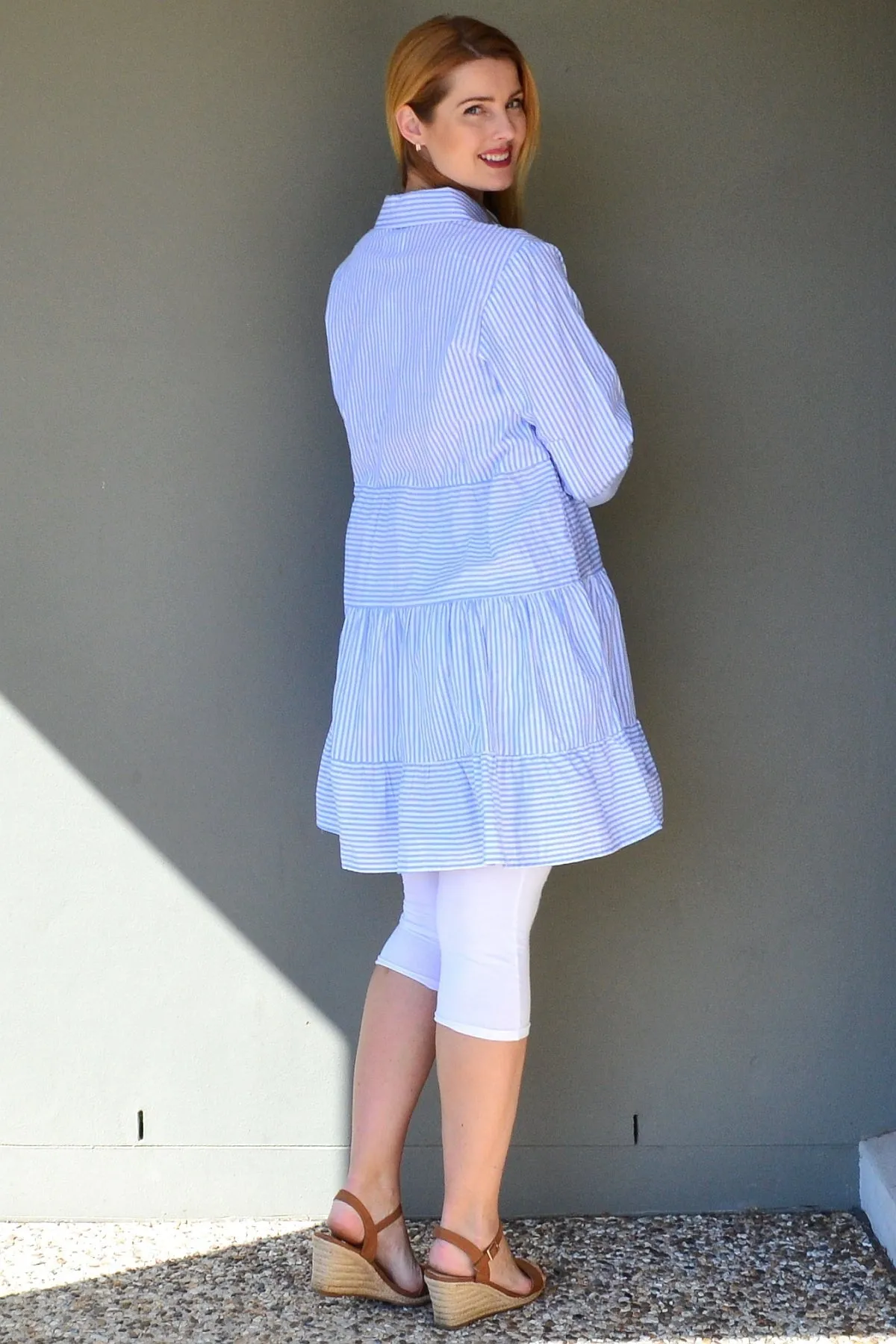 Blue White Striped Tunic Dress