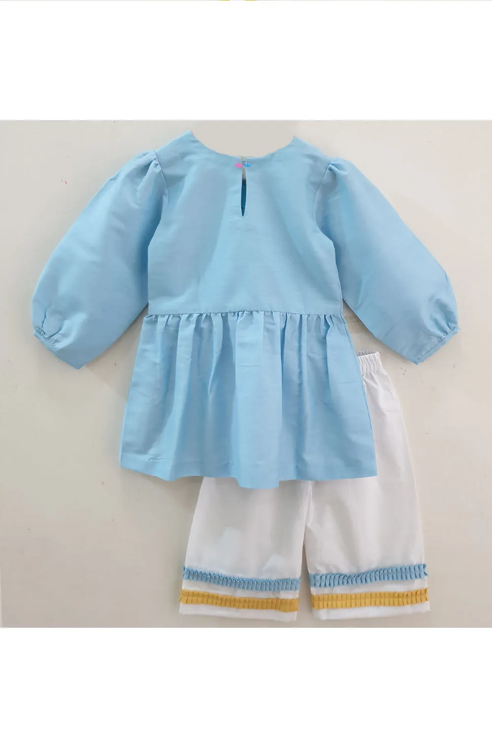 Boats embroidered tunic with straight pyjama set