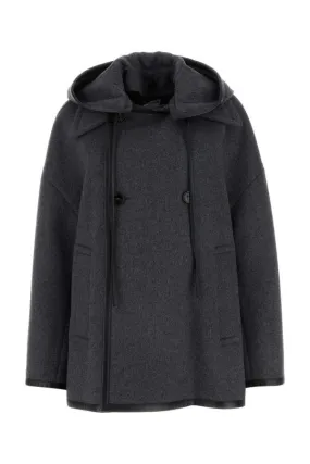 BOTTEGA VENETA | Dark grey wool oversize coat