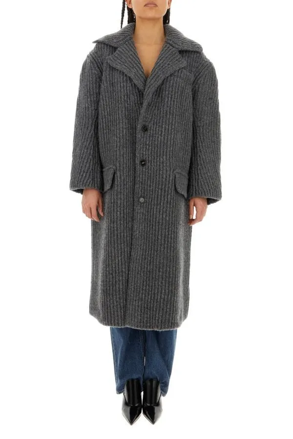 BOTTEGA VENETA | Melange grey wool blend coat