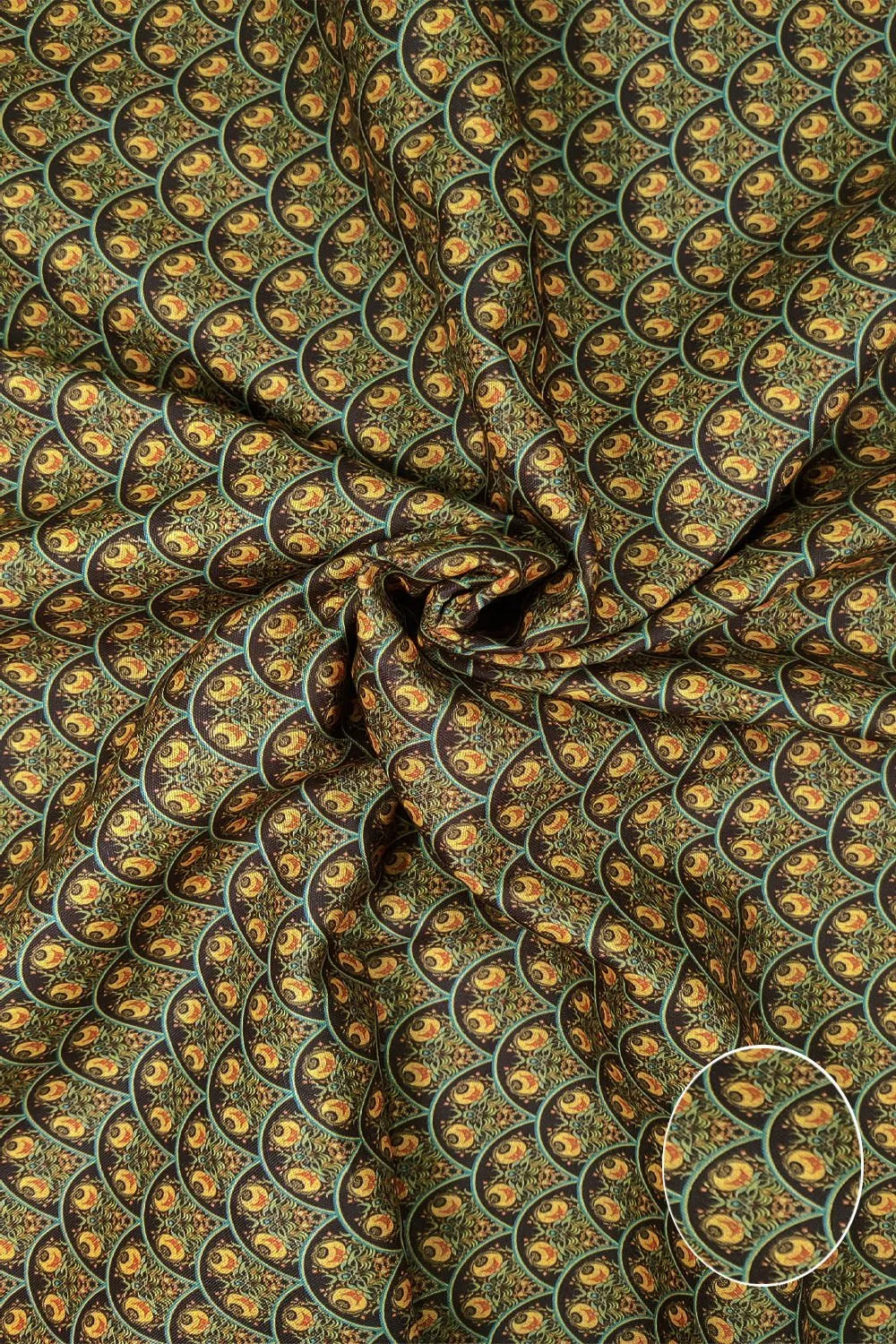 Brown Color Printed Unstitched Linen Fabric