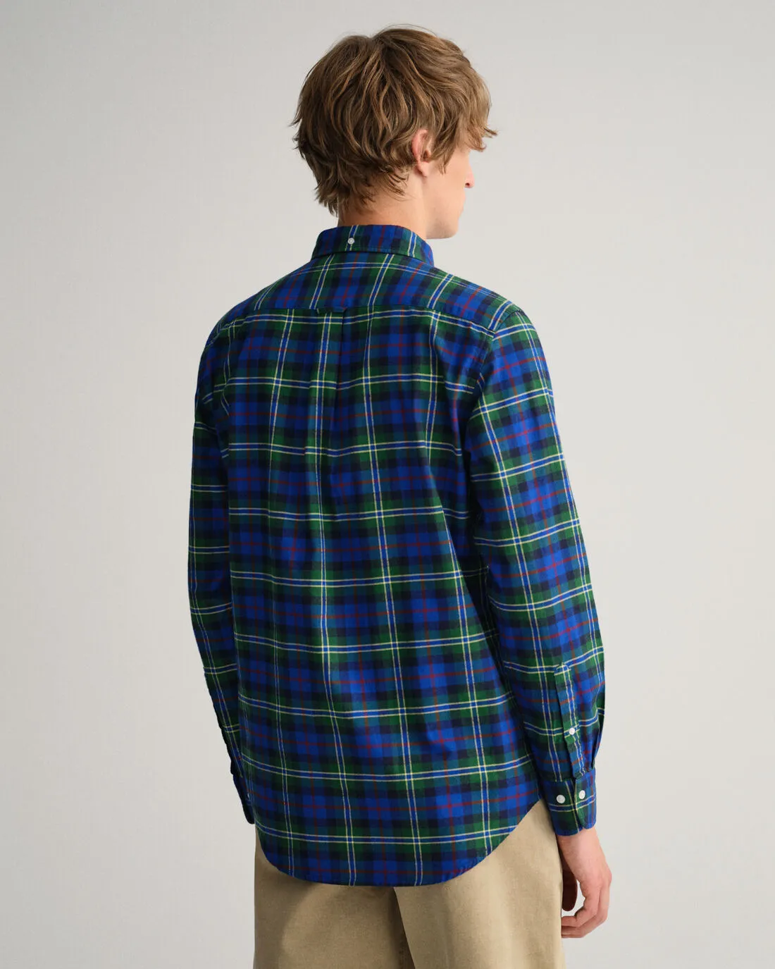 Brushed Oxford Shirt - Tartan - Forest Green, Blue, Red & Yellow