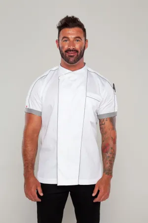 Bryan Chef jacket white with grey trim and coolvent