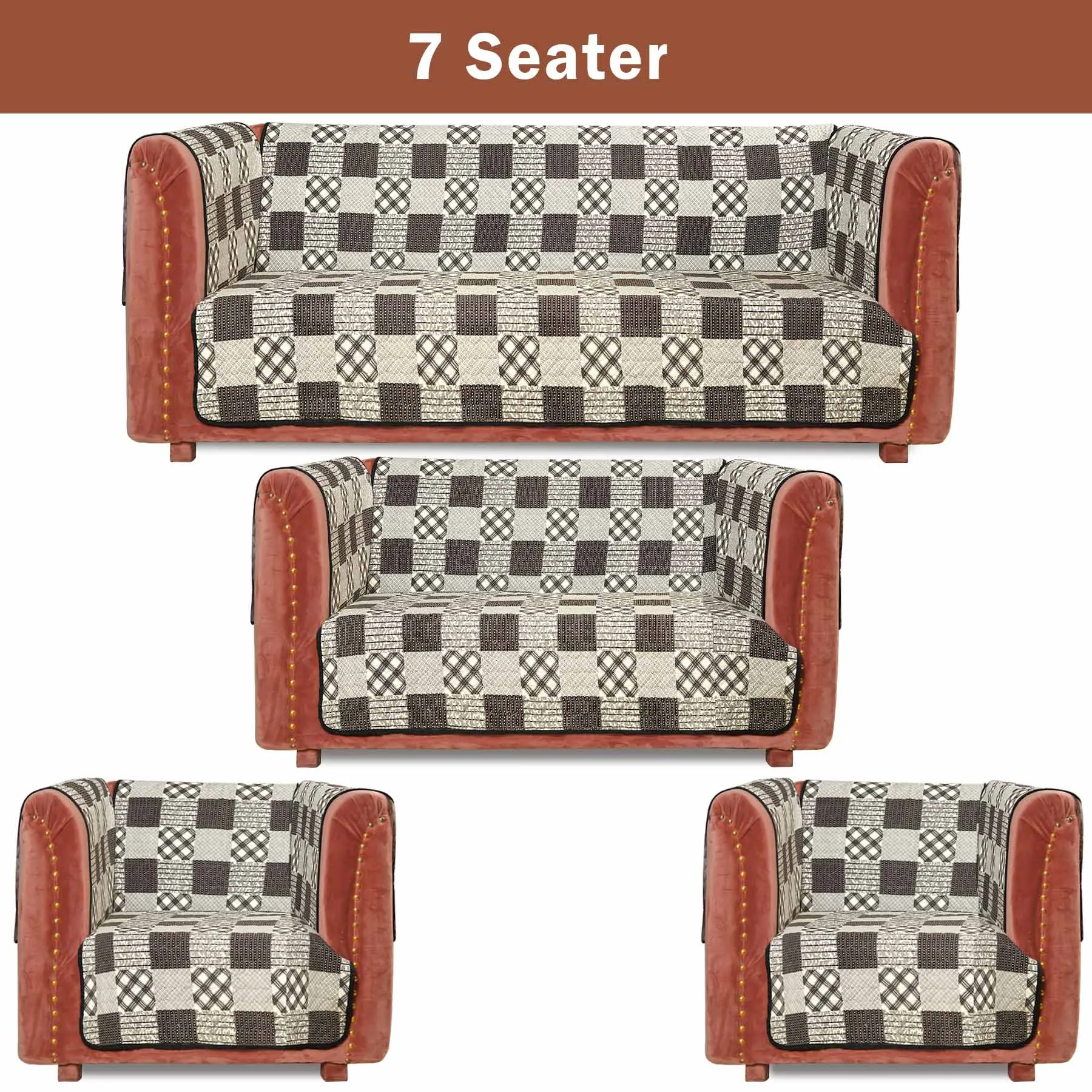 Buffalo Check Quilted Sofa Cover Set