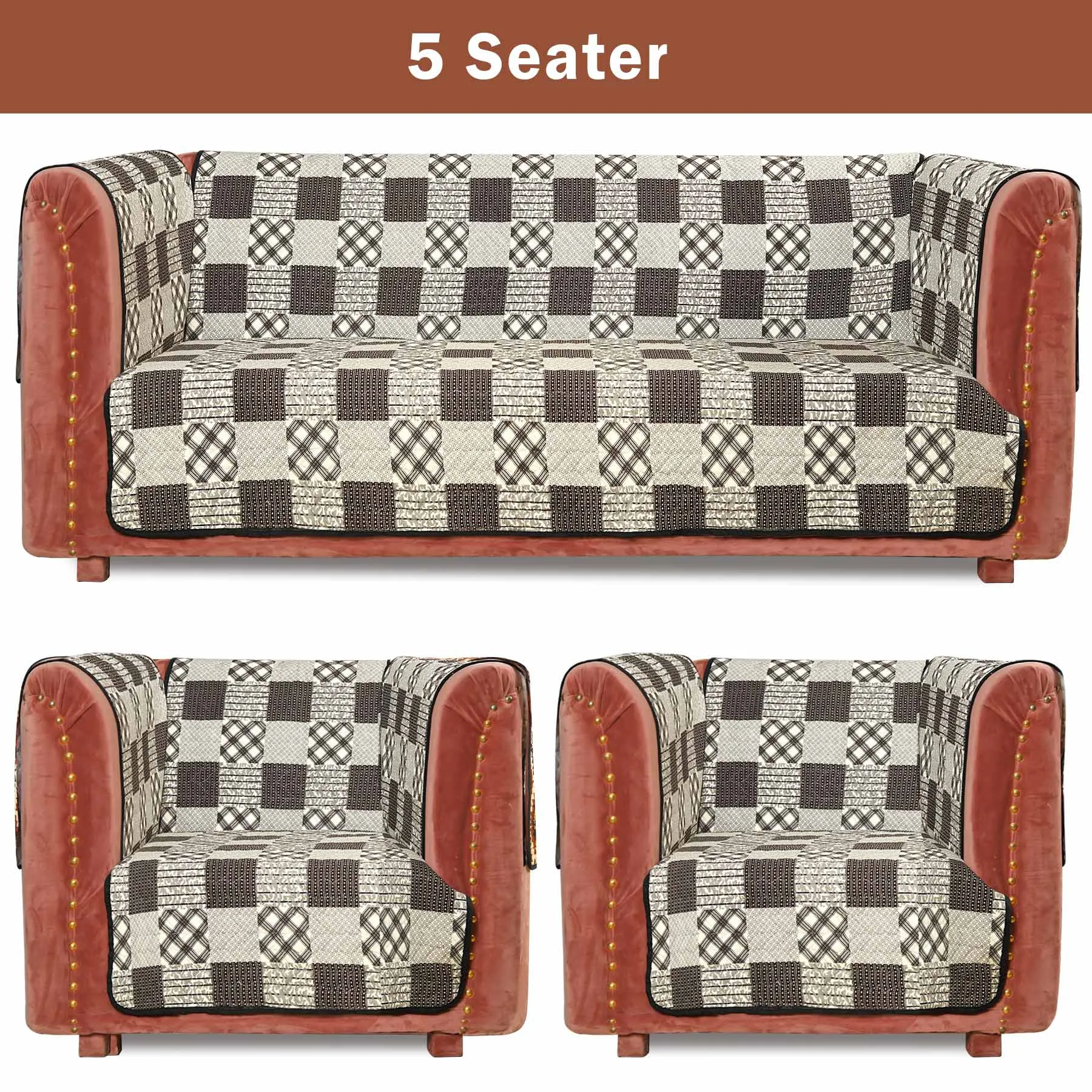 Buffalo Check Quilted Sofa Cover Set