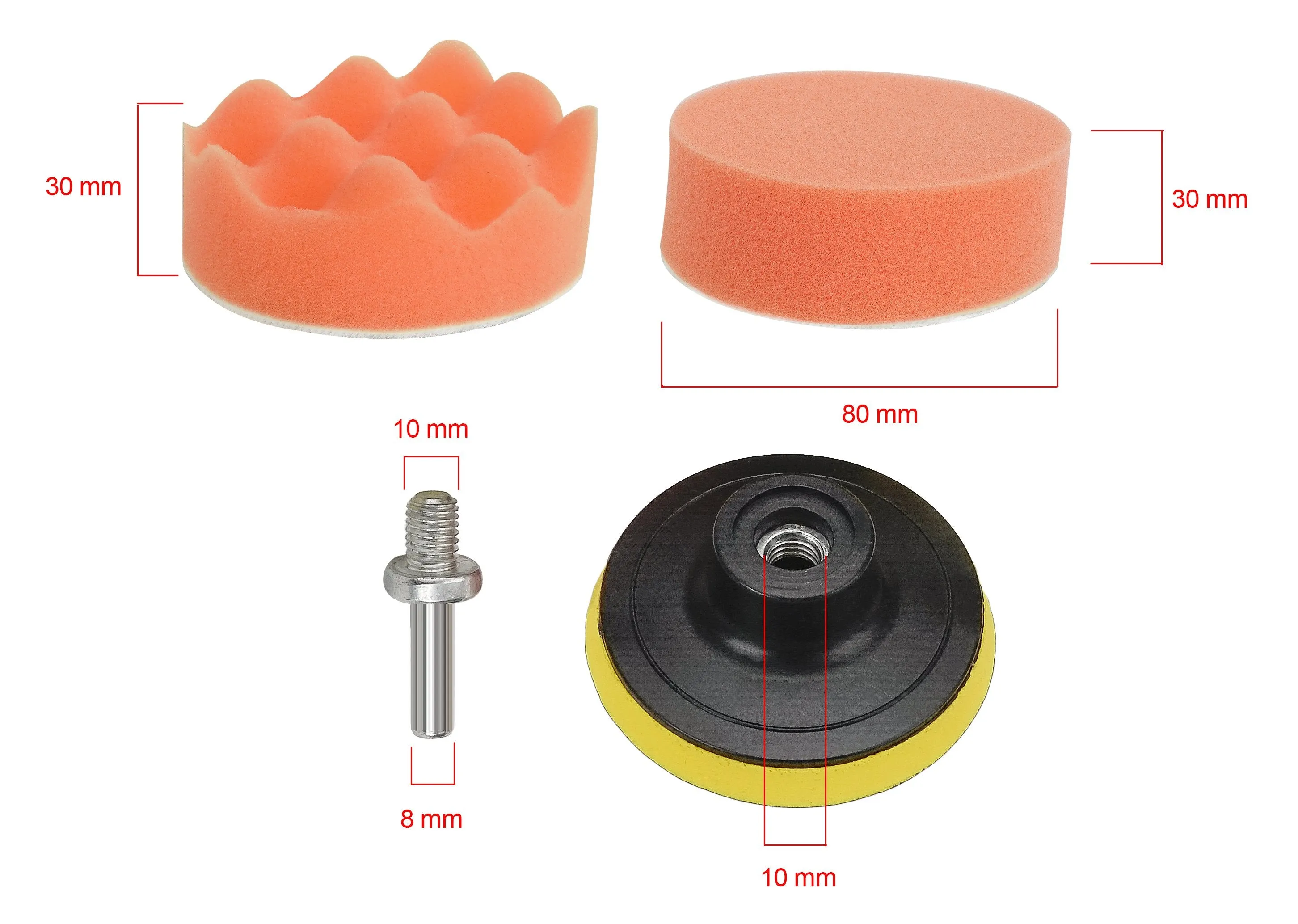 Buffing Pad Kit: 3-in Compound Drill Buffing Sponge Pads (11 Pcs)