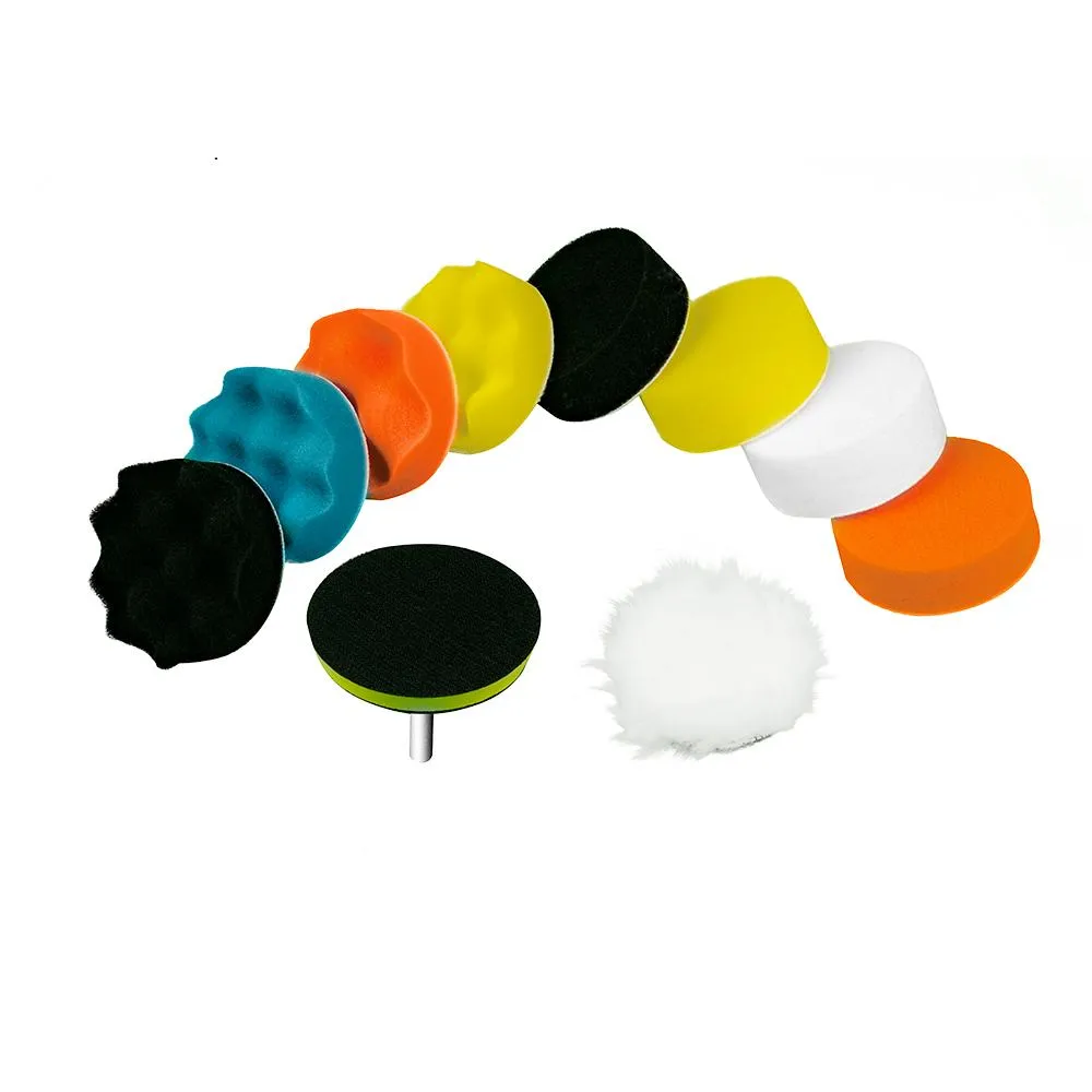 Buffing Pad Kit: 3-in Compound Drill Buffing Sponge Pads (11 Pcs)