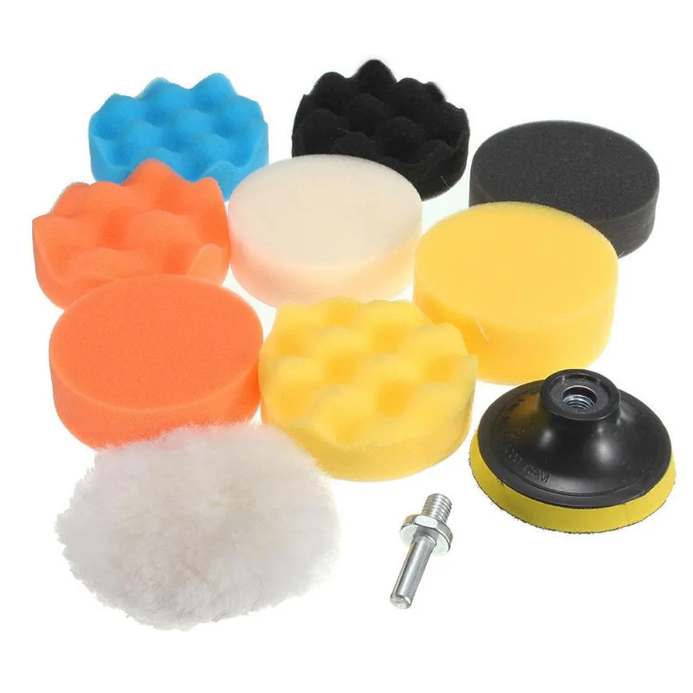 Buffing Pad Kit: 3-in Compound Drill Buffing Sponge Pads (11 Pcs)