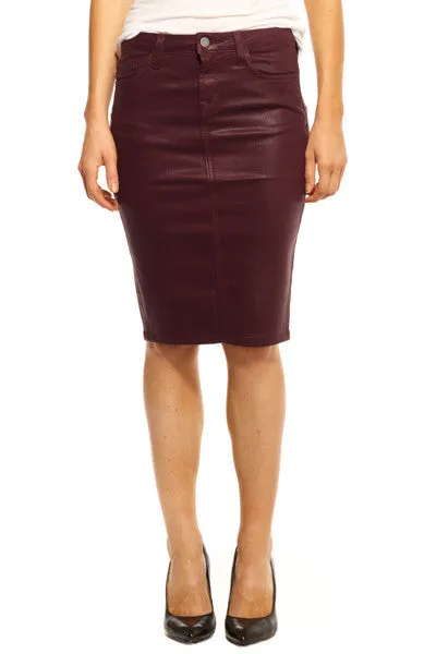 Burgundy Wax Pencil Skirt