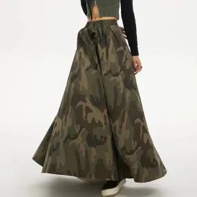 Camouflage Skirts For Women High Waist Casual Loose A Line Temperament Hit Color Summer Skirt Female Fashion