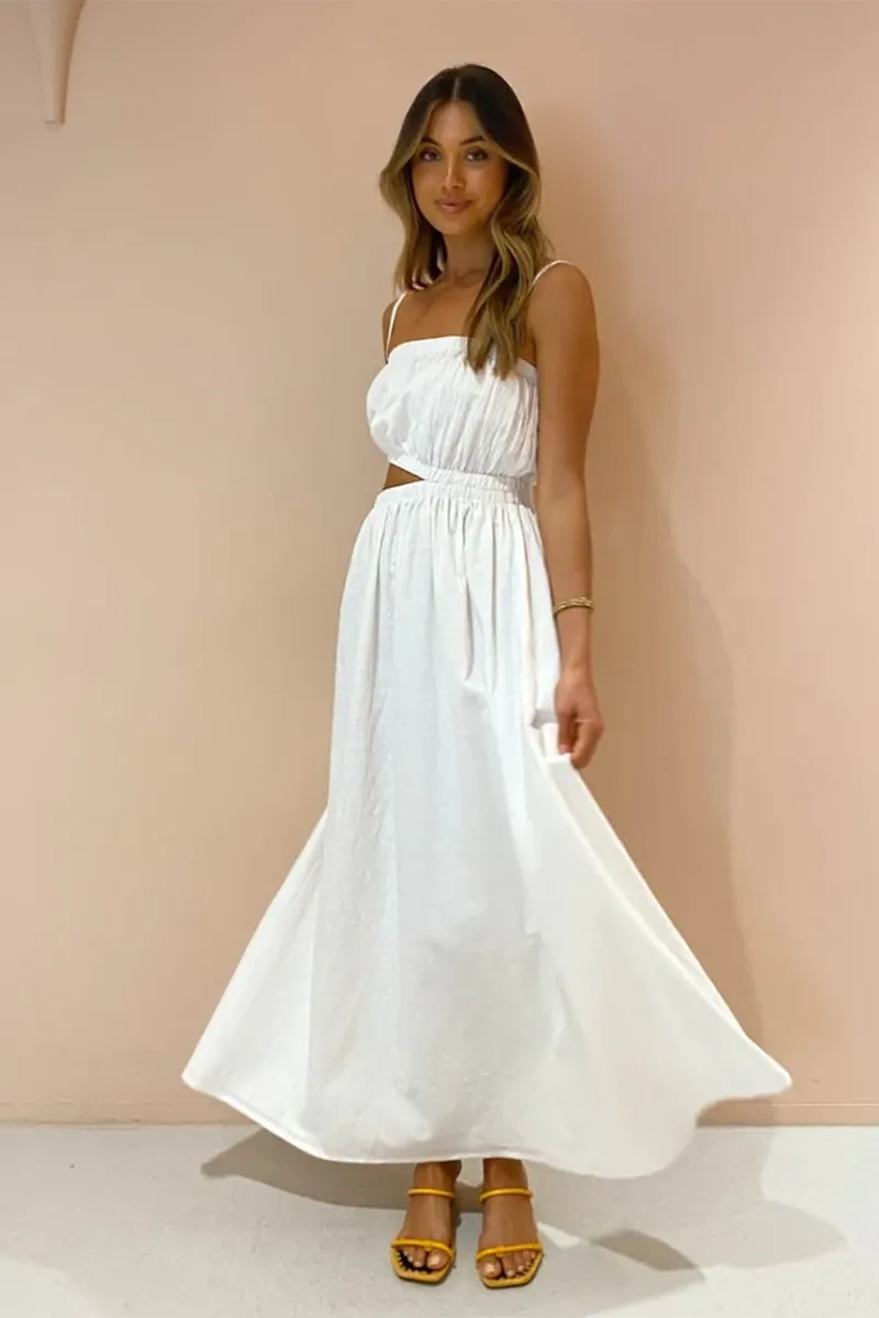 Carnivale Elastic Waist Maxi Dress in White