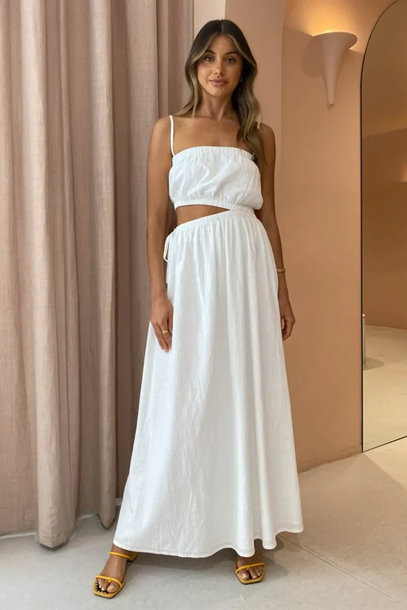 Carnivale Elastic Waist Maxi Dress in White