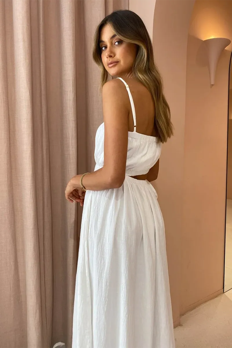 Carnivale Elastic Waist Maxi Dress in White