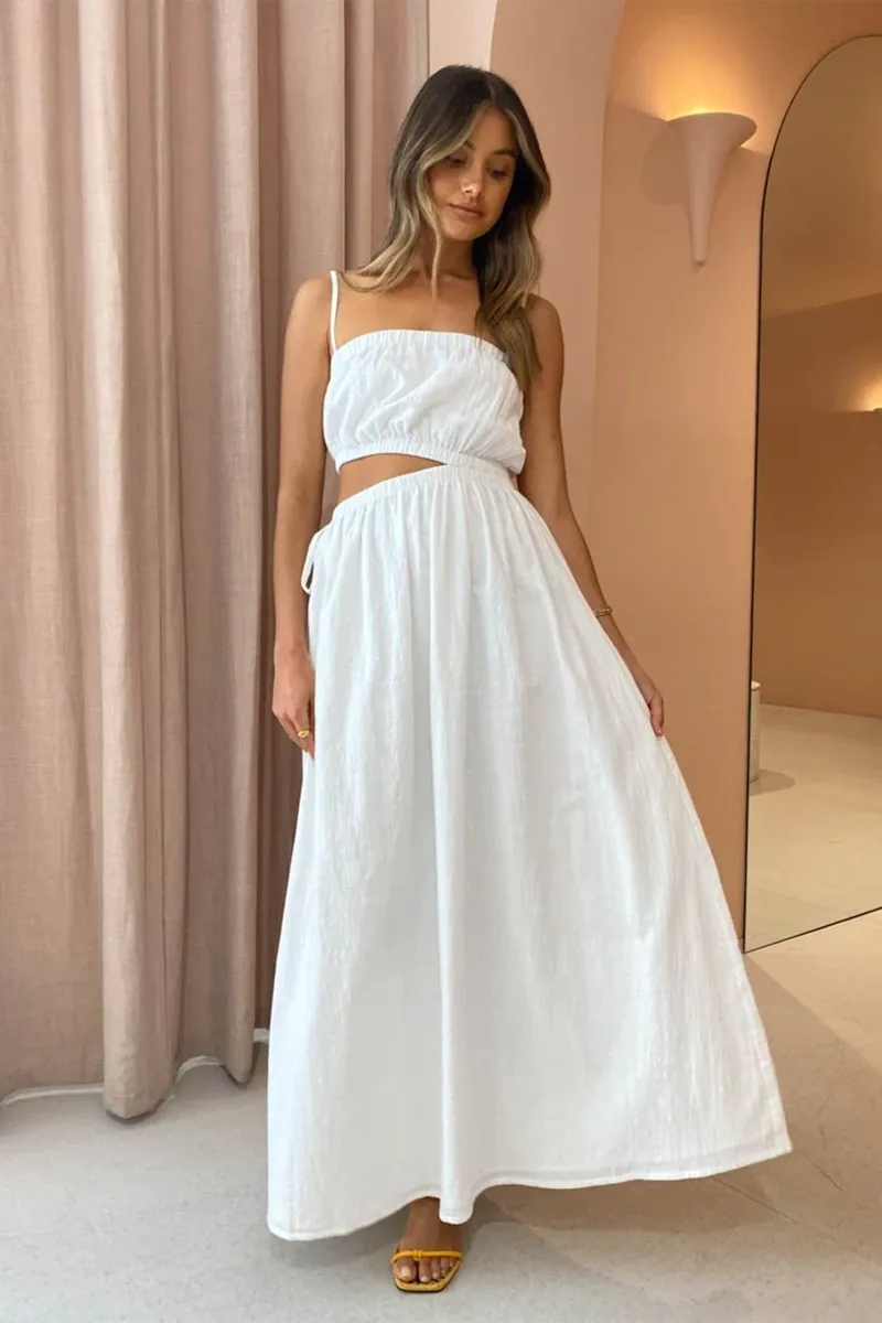 Carnivale Elastic Waist Maxi Dress in White