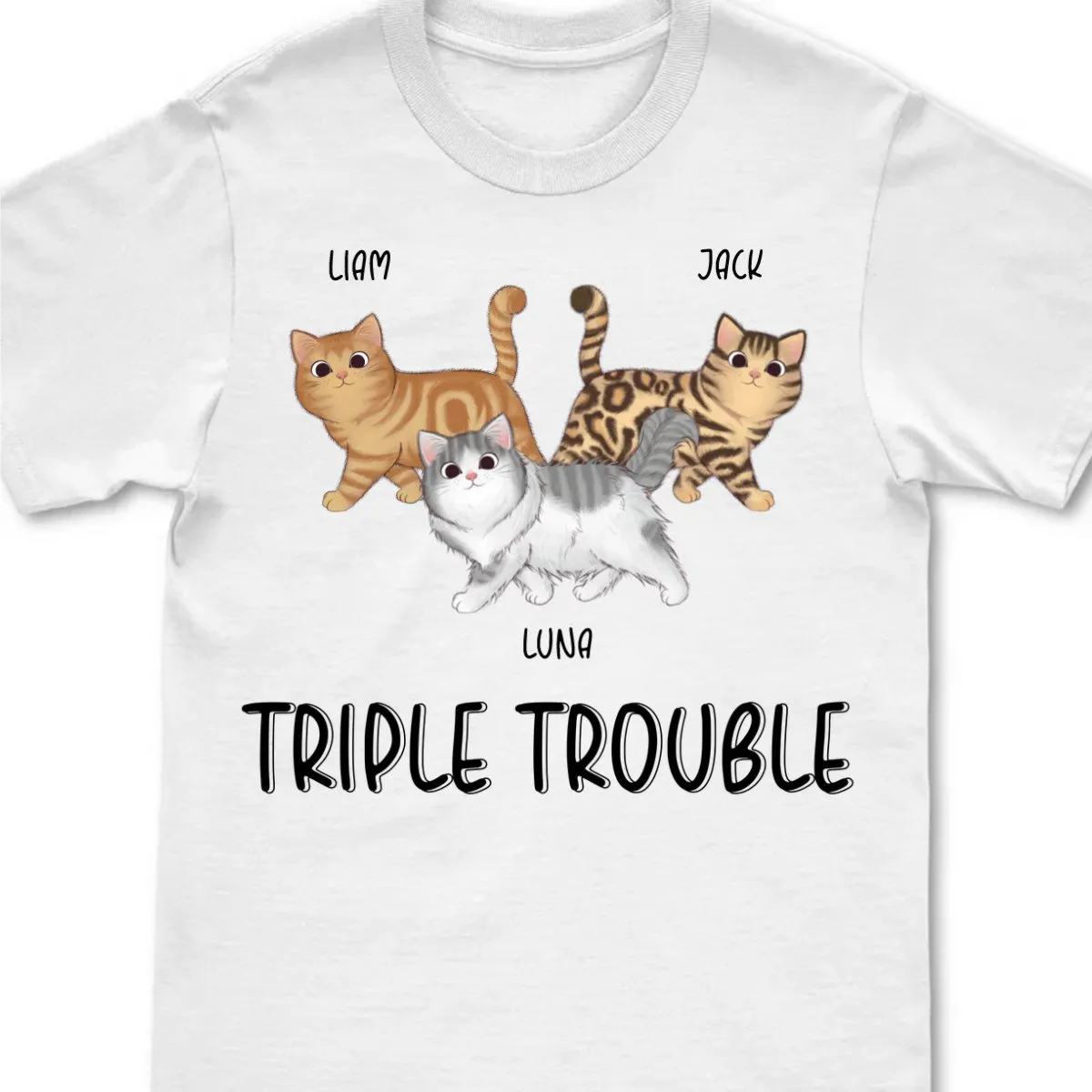 Cat Lover - Walking Cat Double Trouble - Personalized Unisex T-Shirt