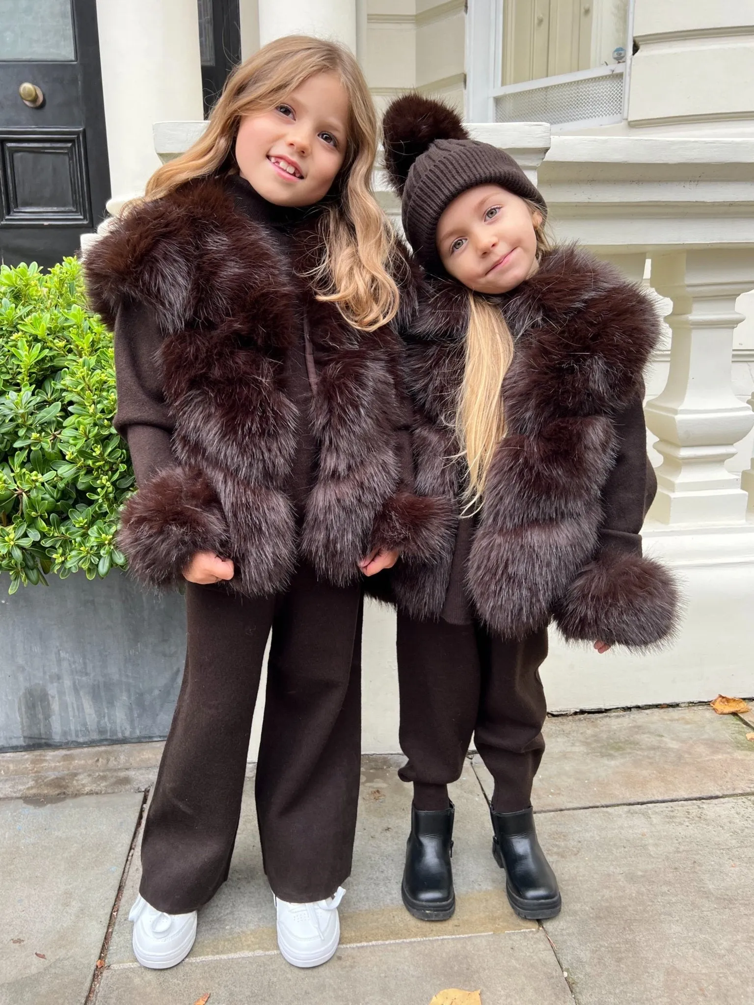 Childrens Chocolate Premium Faux Fur Short Gilet