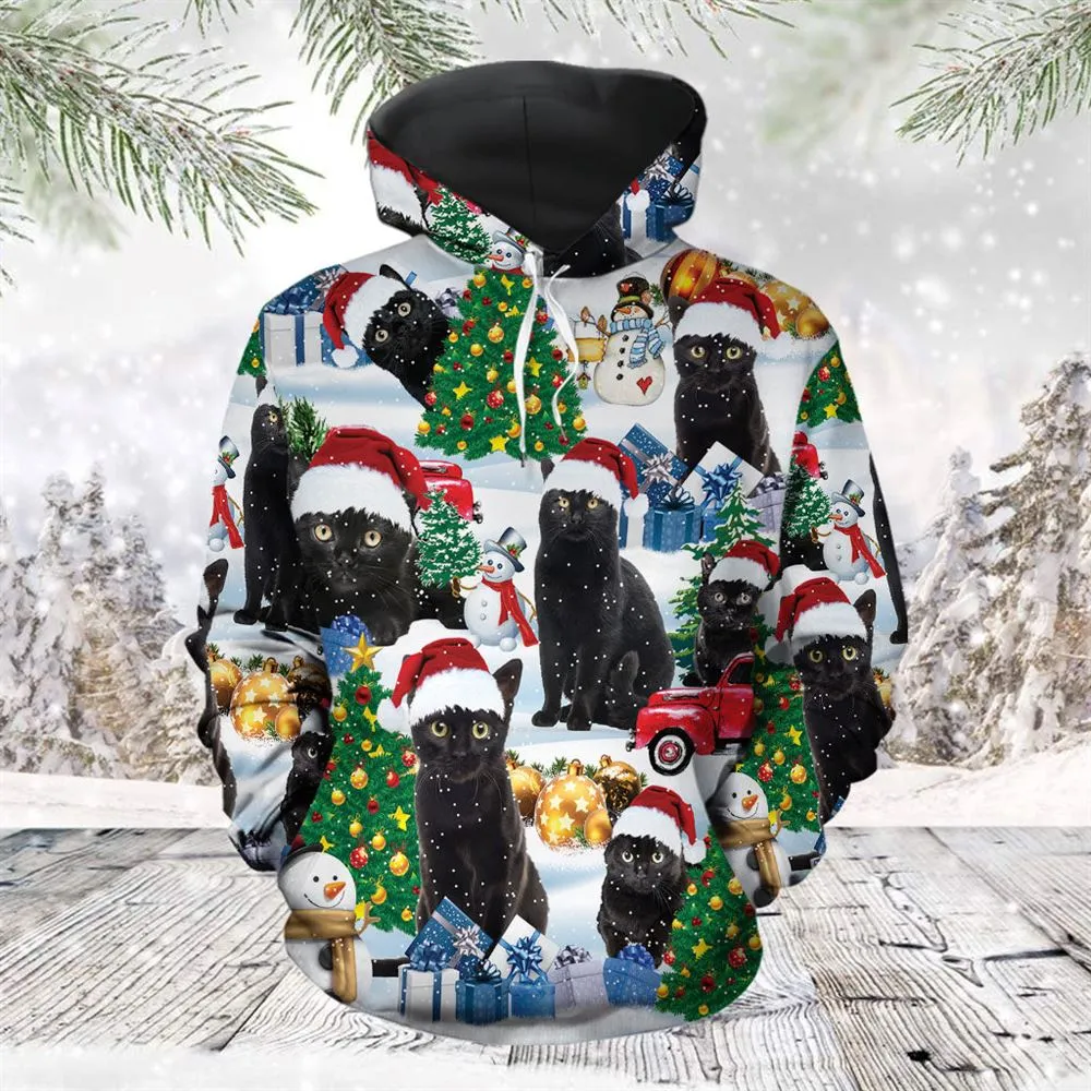 Christmas Black Cat 2 All Over Print 3D Hoodie For Men And Women, Best Gift For Cat lovers, Best Outfit Christmas