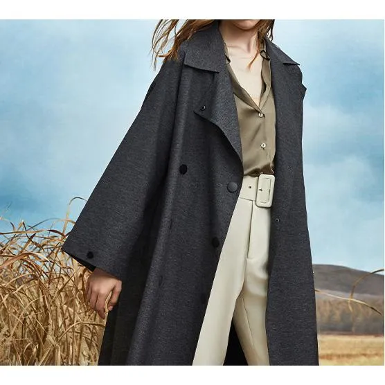 Classic Calf-Length Wool Blend Coat