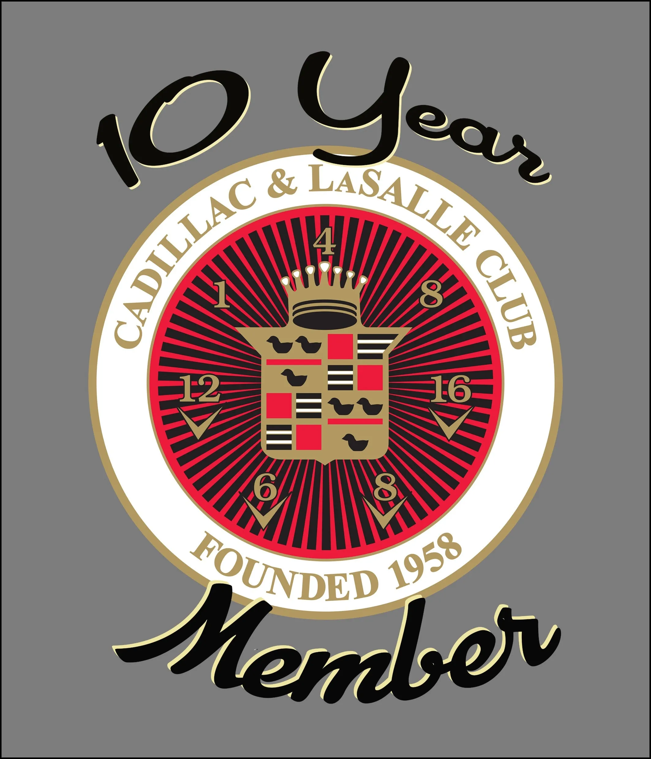 CLC Cadillac LaSalle CLUB MEMBER 10 YEAR ANNIVERSARY T-SHIRT