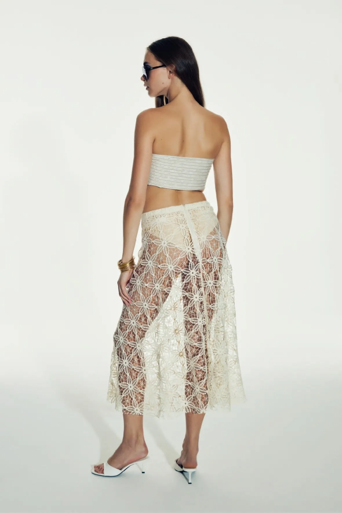 Clea Crochet Midi Skirt in Pear Sorbet