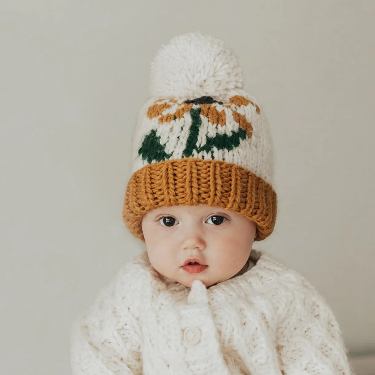 Coneflower Gold Hand Knit Beanie Hat