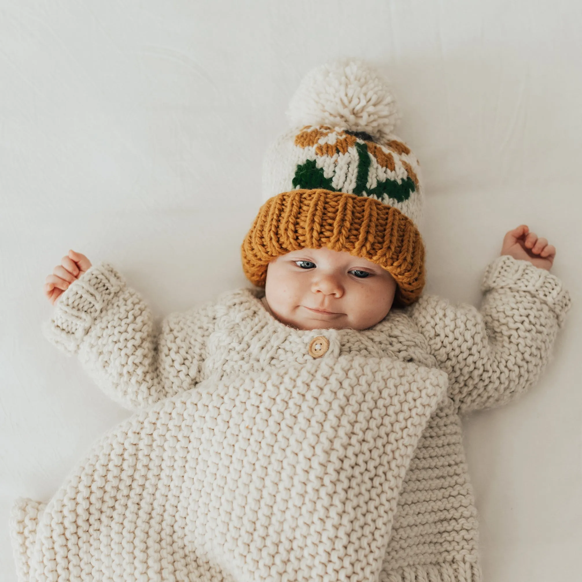 Coneflower Gold Hand Knit Beanie Hat