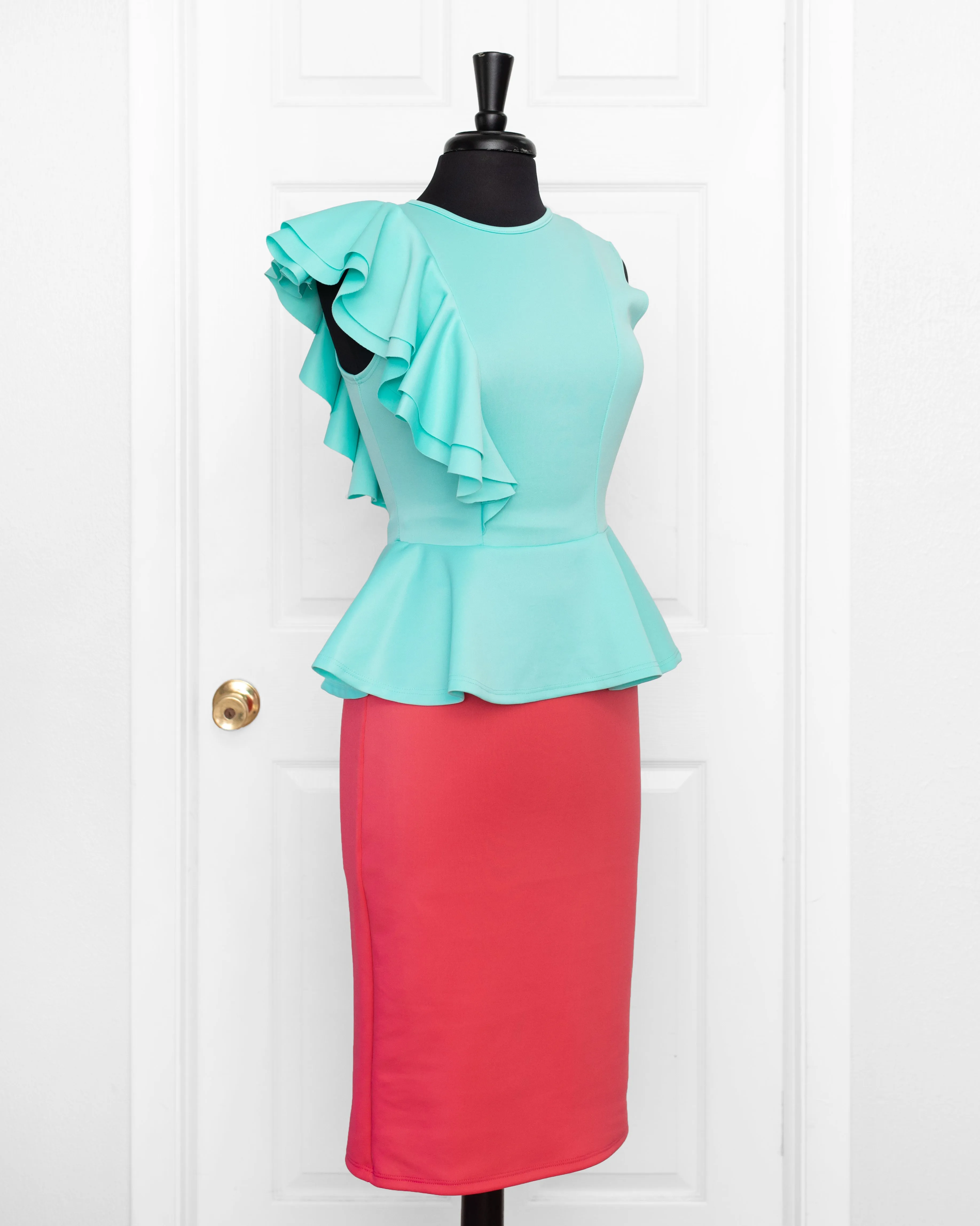 Coral Pencil Skirt