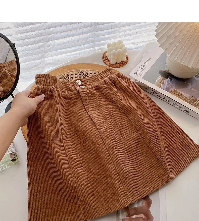 Corduroy Skirt is thin and high waist is anti light  5285