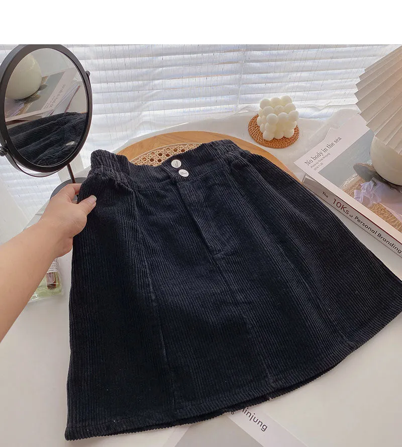 Corduroy Skirt is thin and high waist is anti light  5285