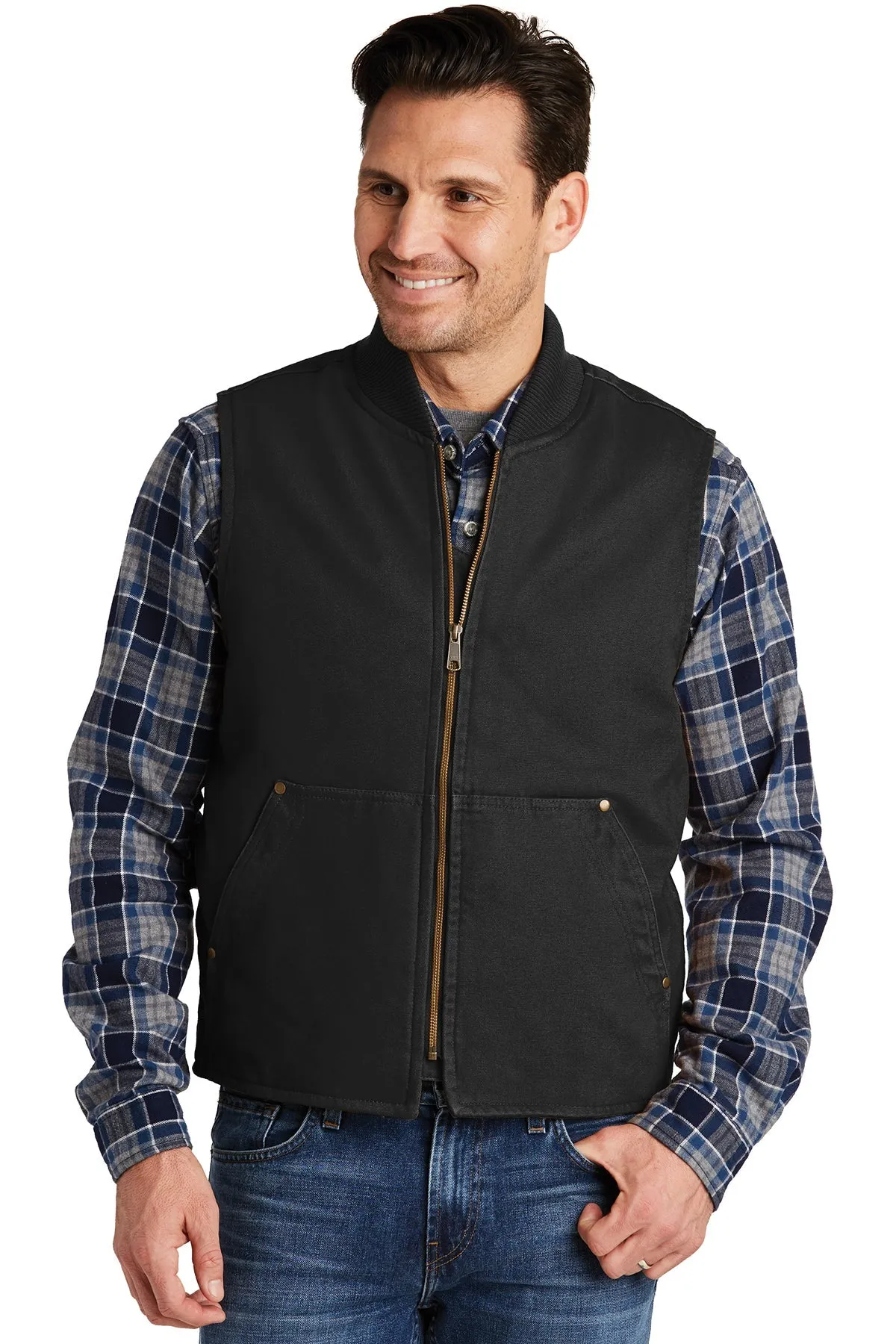 CornerStone Washed Duck Cloth Vest, Black