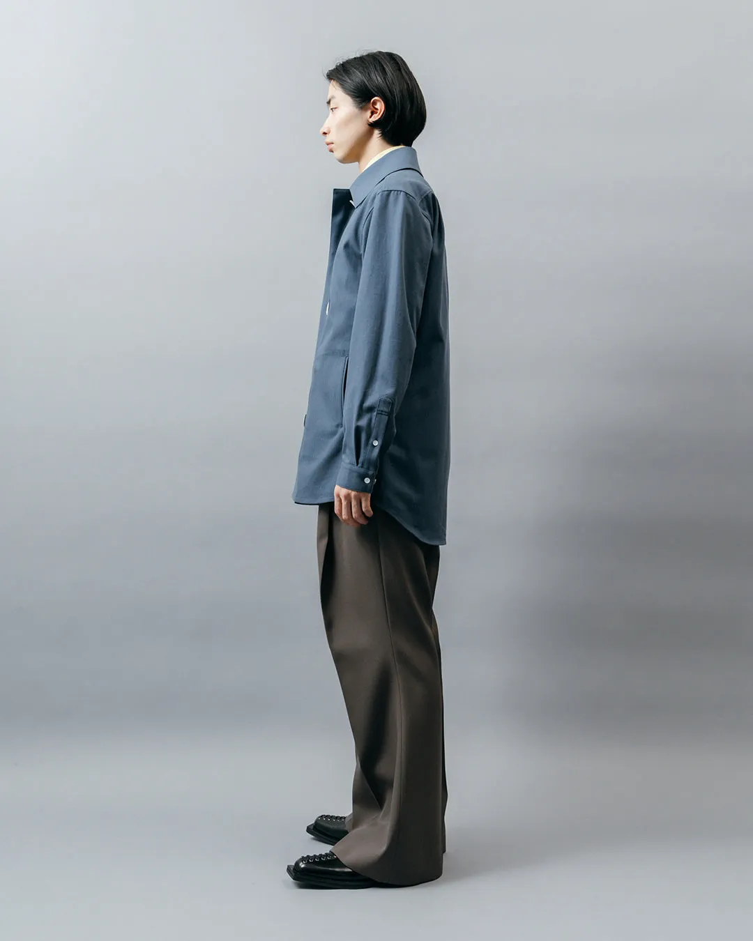 COTTON OVER SHIRT .09【BLUE GREY】