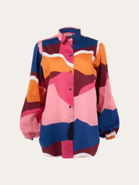 Cotton satin printed long sleeved shirt - item color