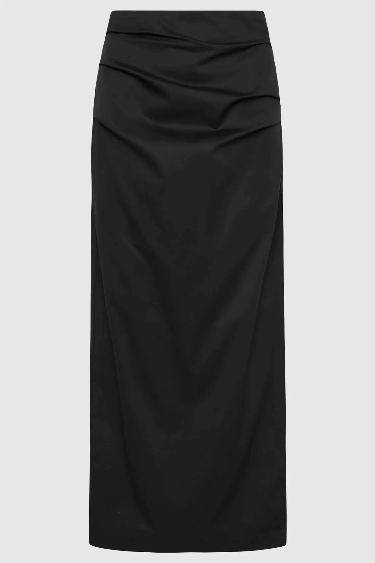 COTTON TUCK MIDI SKIRT BLACK