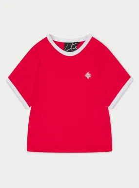 COUTURE EMBLEM RINGER BABY TEE - RED