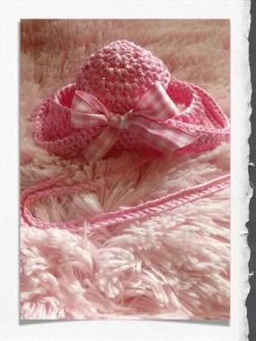 Couture Knit Hat- Pink Gingham Bonnet