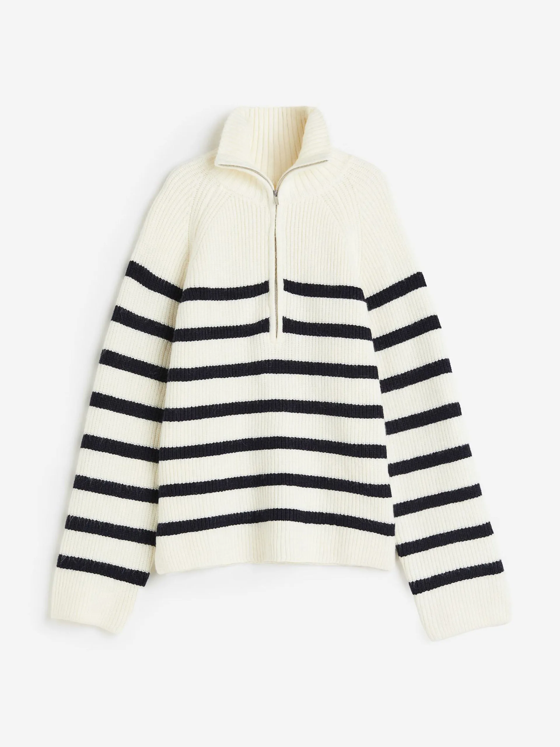 Cream striped zip up jumper