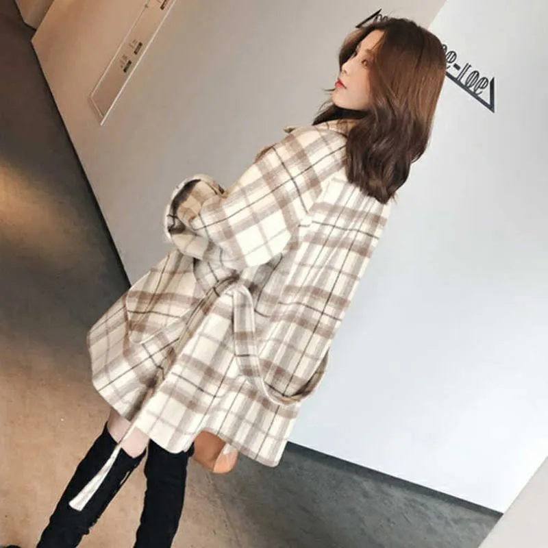 Cropped Retro Thickened Nylon Wool Blend Coat