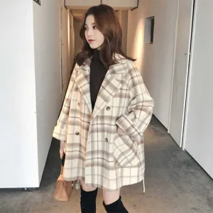 Cropped Retro Thickened Nylon Wool Blend Coat