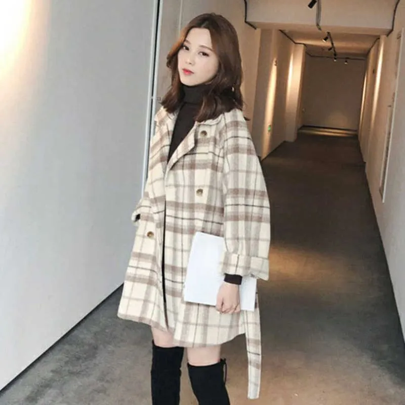 Cropped Retro Thickened Nylon Wool Blend Coat