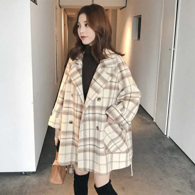 Cropped Retro Thickened Nylon Wool Blend Coat