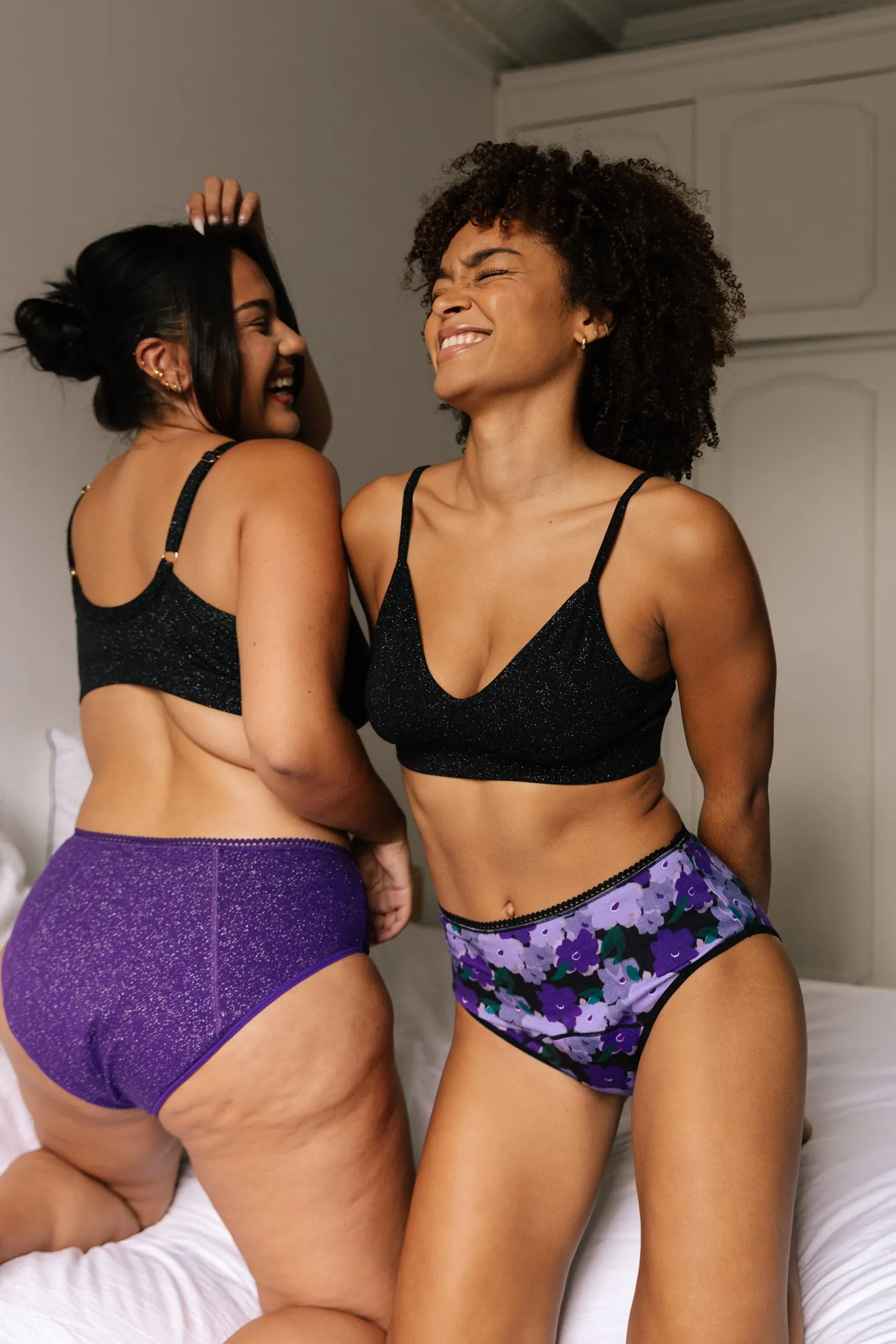 Culotte menstruelle Taille Haute - Flux abondant | Fleurs Violettes