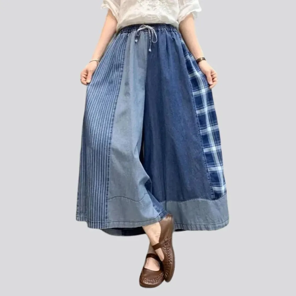 Culottes grey women's denim pants