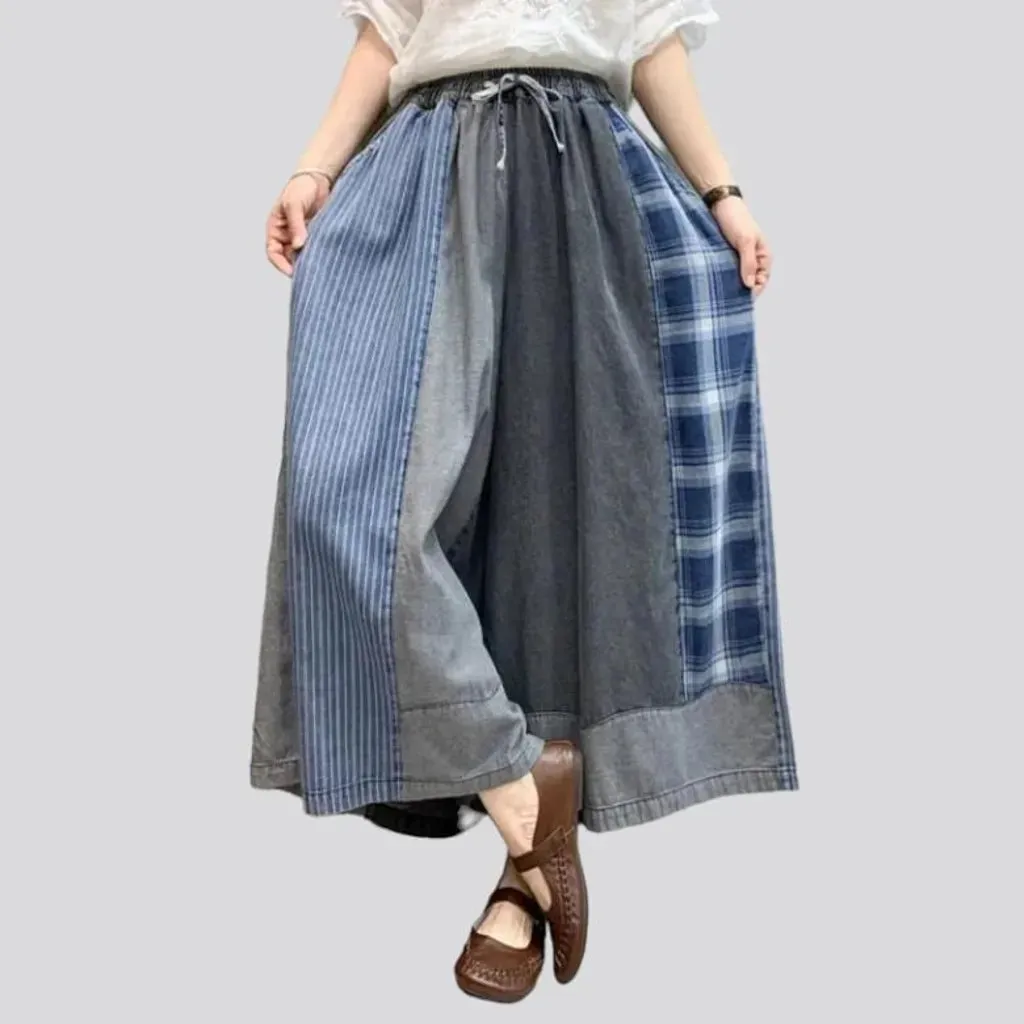 Culottes grey women's denim pants