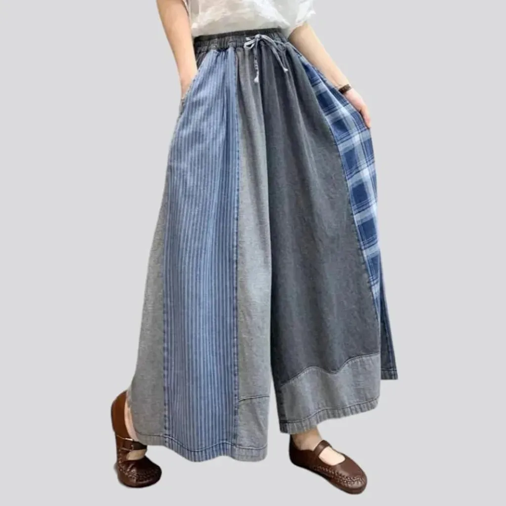 Culottes grey women's denim pants