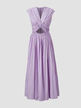 Cut out lilac cotton midi dress