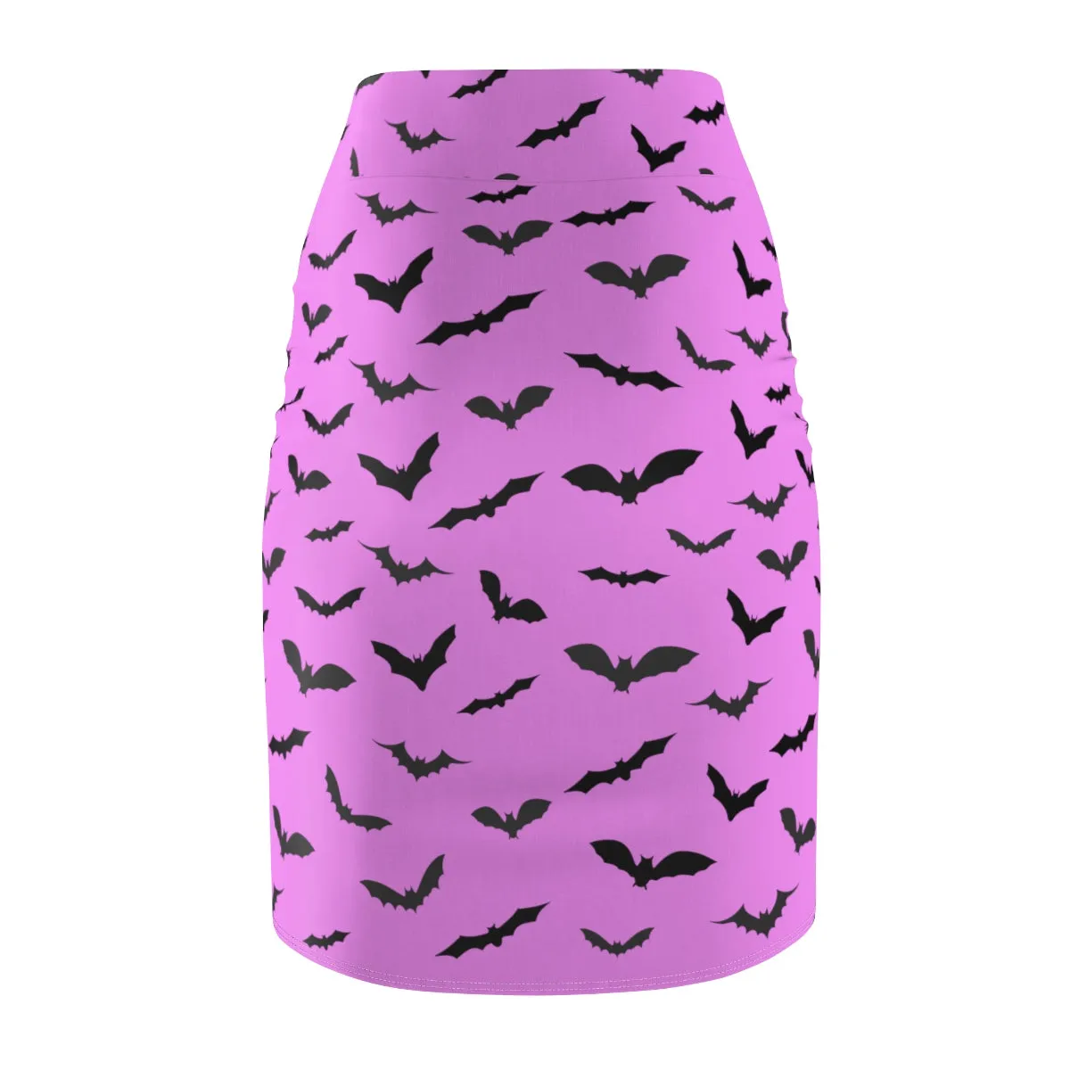 Cute Pink Bats Pencil Skirt, Black Cute Halloween Bats Women's Pencil Skirt- Made in USA (Size: XS-2XL)